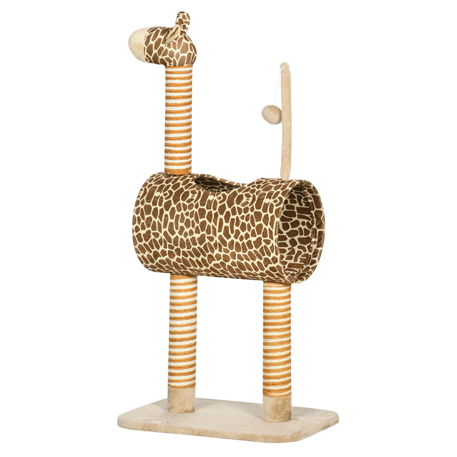 Cat Tree Cute Giraffe Kitten Play Tower W/ Scratching Posts, Tunnel, Ball