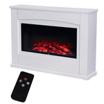Recessed Electric Fireplace With Mantel, 1500w White Led Heater With Realistic Flame, 5-level Brightness & Remote Control