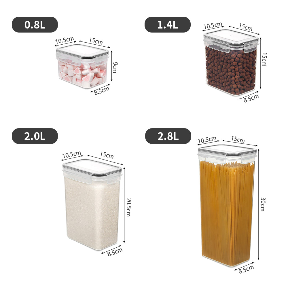 Kitchen Storage Containers For Dry Food | Set of 7 | Transparent