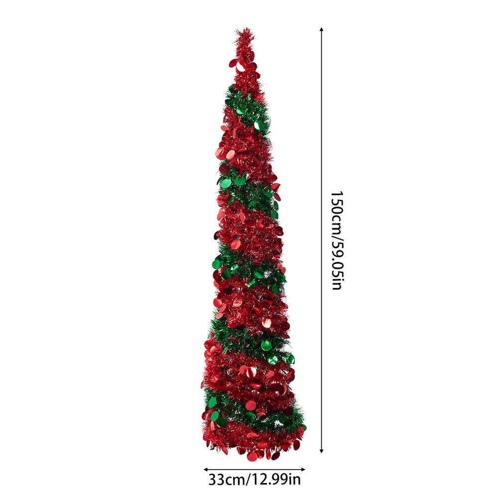 5ft Decorative Pop-up Artificial Tinsel Christmas Trees,red & Green
