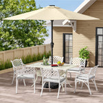 Set Of 7 Retro Garden Bistro Set Cast Aluminium With Cushions | Set of 7 | White