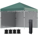 3x3 (m) Pop Up Gazebo Party Tent W/ 2 Sidewalls, Weight Bags | Green