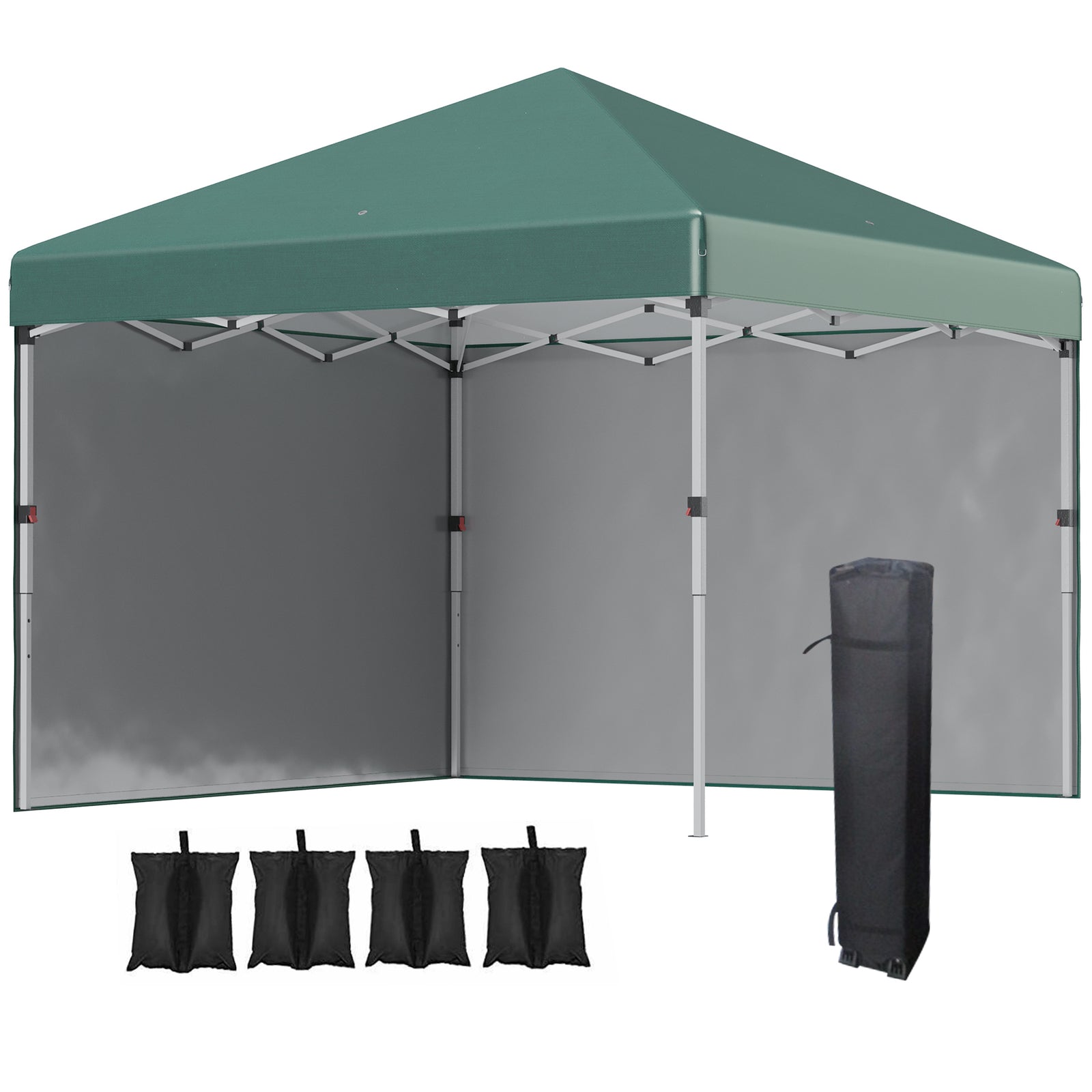 3x3 (m) Pop Up Gazebo Party Tent W/ 2 Sidewalls, Weight Bags | Green