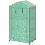 3 Tier Mini Greenhouse Grow House W/ Roll Up Door, Green