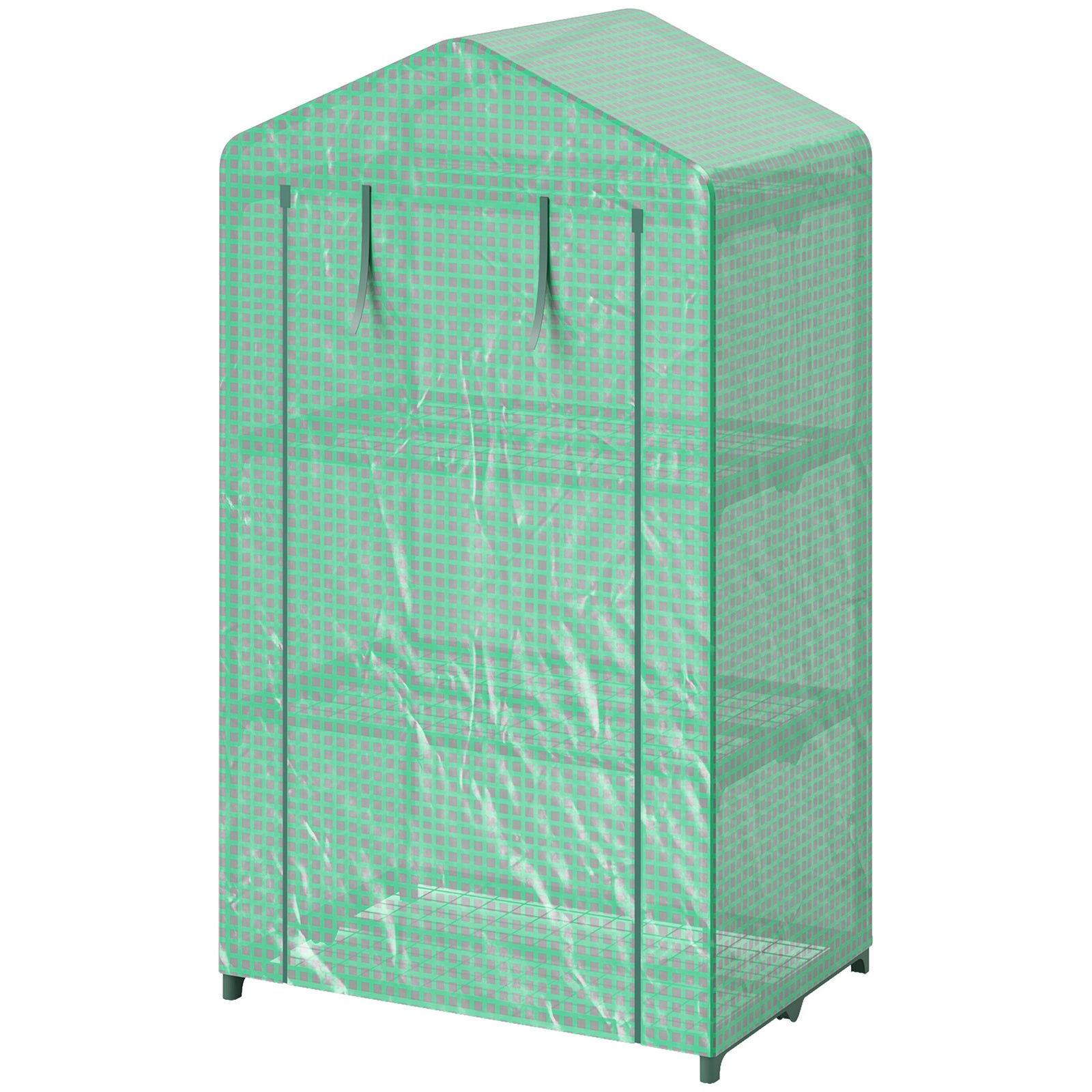 3 Tier Mini Greenhouse Grow House W/ Roll Up Door, Green