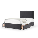 Plush Velvet 2 Drawer Divan Base And Plain Headboard | King | Graphite