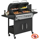 3 Burner Hybrid Dual Fuel Bbq Gas Grill With Side Burner, Black