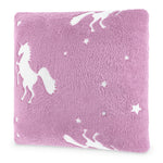 Pink Glow In The Dark Cushion With Unicorn Print Plush Fleece Pillow