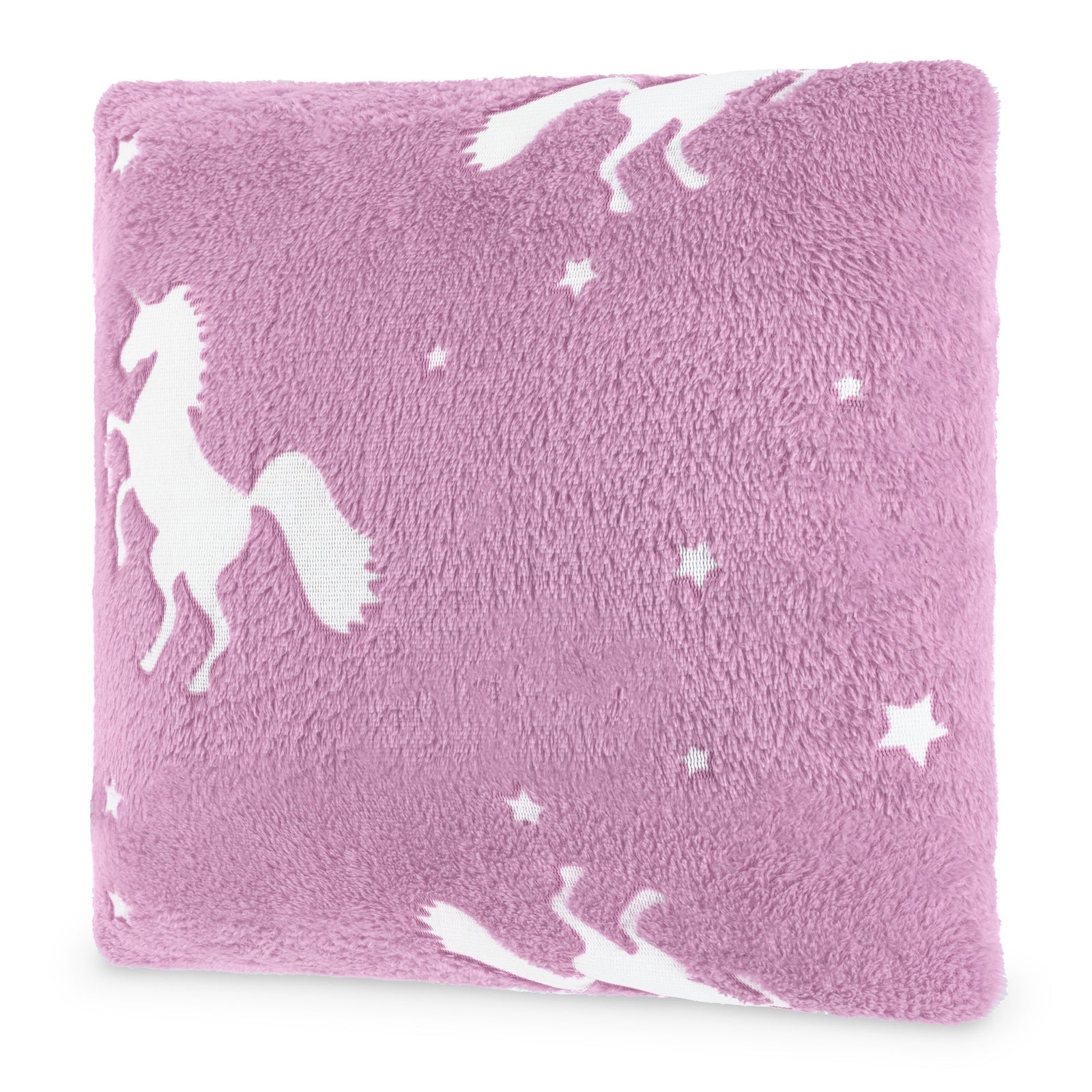 Pink Glow In The Dark Cushion With Unicorn Print Plush Fleece Pillow