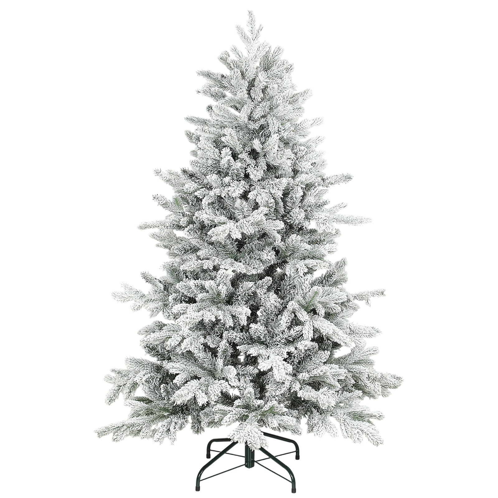 Artificial Christmas Tree With Snow, Hinged Xmas Tree | 5ft | Green
