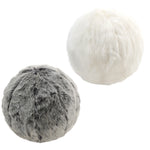 Round Faux Fur Ball Cushions Set Of 2