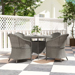 Rattan Dining Set For 4 With Cushions And Umbrella Hole