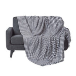 Houndstooth Design 100% Cotton Bedspread Throw | 225cm x 255cm | Black