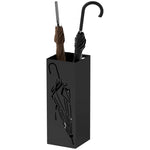 HOMCOM Square Umbrella Holder With Hooks And Water Tray For Entryway Black