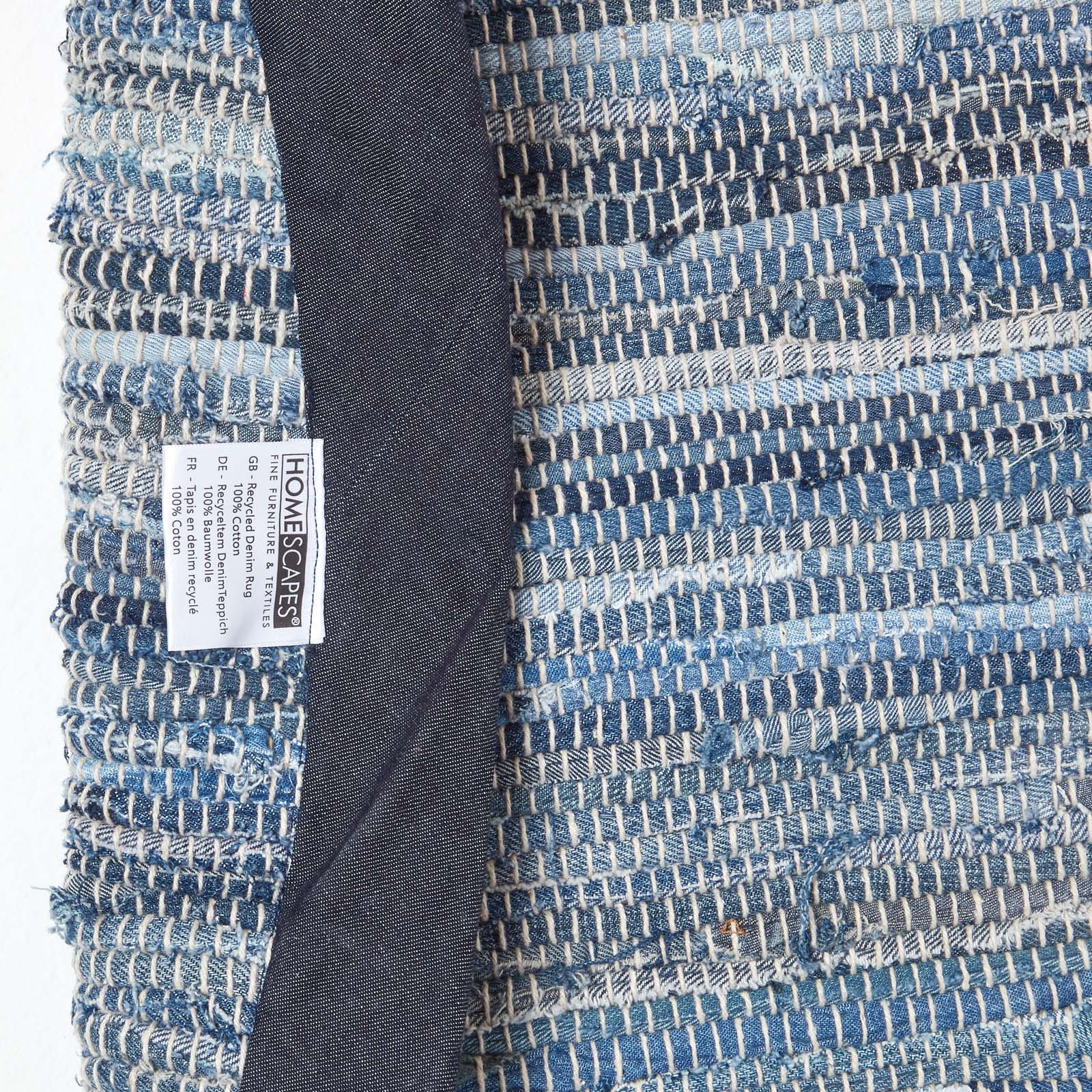 Blue Denim Handwoven Striped Chindi Rug | 150cm | Blue