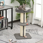 2-tier Cat Kitten Resting Tree W/ Top Basket Cushion Sisal Post | Gray