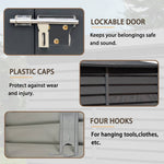 Zinc Steel Lean-To Garden Shed 4.7 × 8.86 ft, Sloped Roof Outdoor Storage Shed with Built-in Hooks, Space-Saving Design