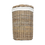 Round Rattan Laundry Hamper Basket With White Lining | Small | Brown