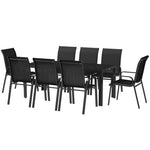 9 Pieces Patio Dining Set With Stackable Chairs | Black