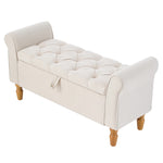 Breeins Linen Upholstered Storage Bench With Armrests