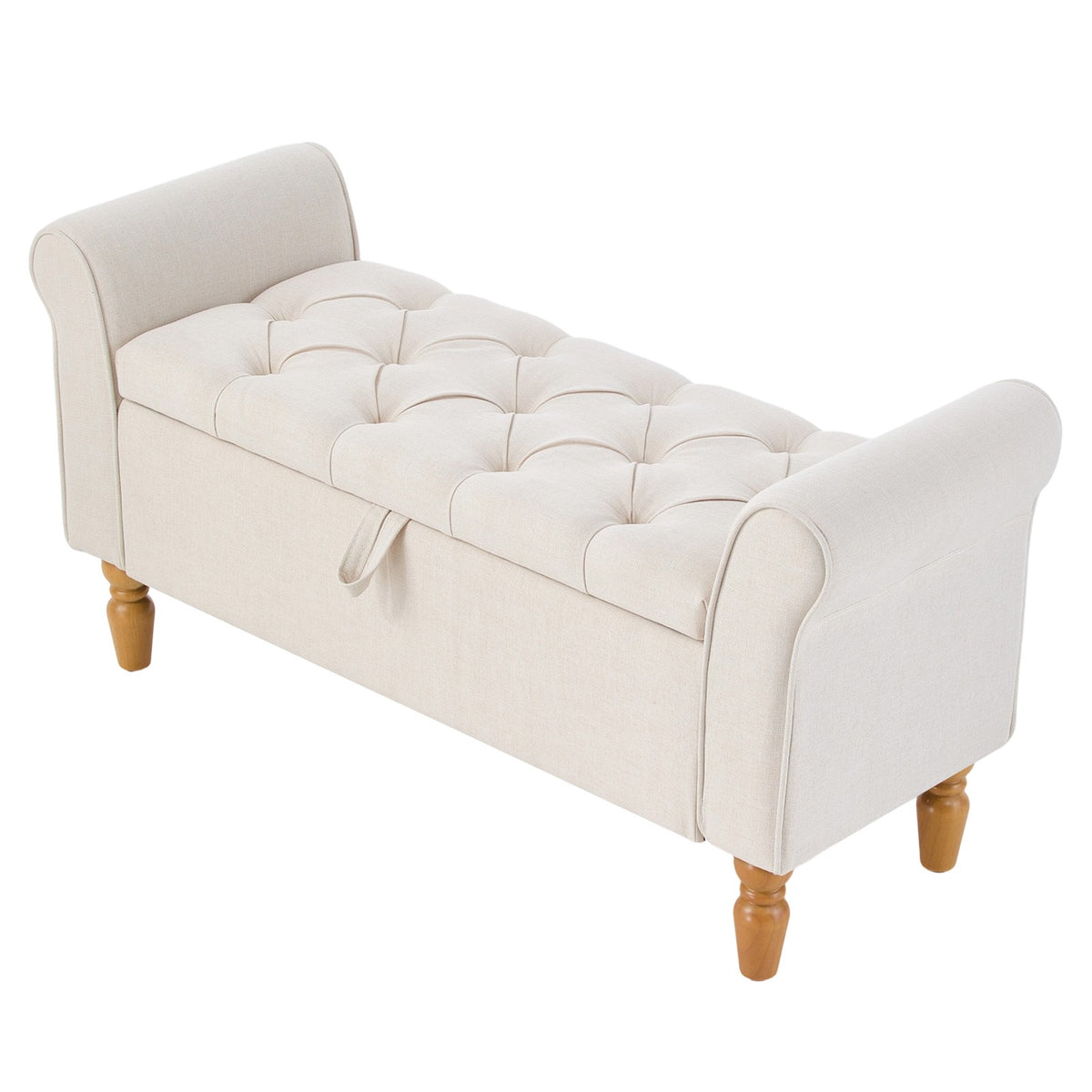 Breeins Linen Upholstered Storage Bench With Armrests