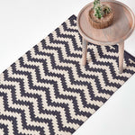 Casablanca Handwoven Zig Zag Pattern Dark Blue And White Cotton Rug | 200cm | Dark Blue