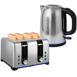4 Slice Wide Slot Toaster And 1.7l Rapid Boil Kettle Set | Silver