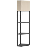 Corner Modern Floor Lamp With Shelves For Living Room | One Size | Black