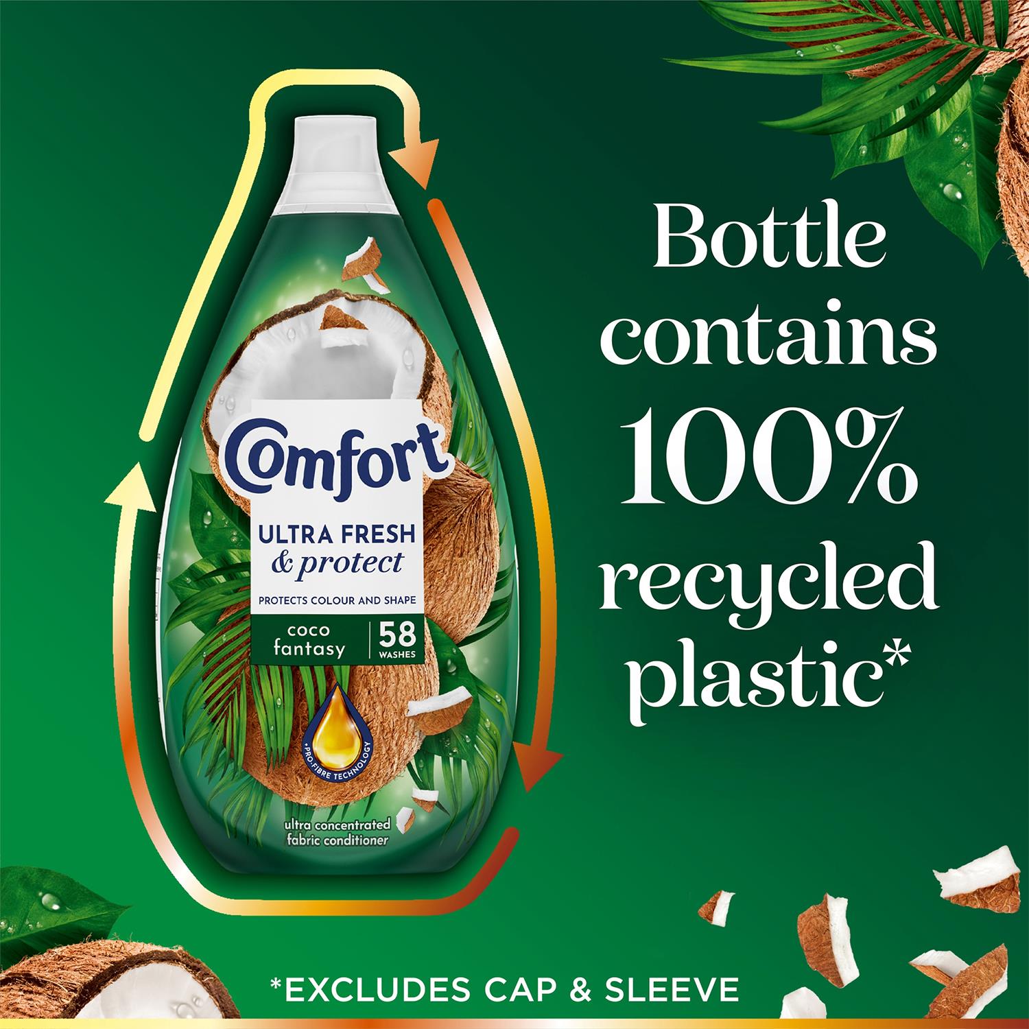 Ultra Fresh & Protect Fabric Conditioner Coco Fantasy, 348 Washes, 870ml