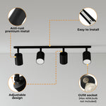 Emitto Led Ceiling Spot Light Gu10 4-way Fully Adjustable Steel Modern Black