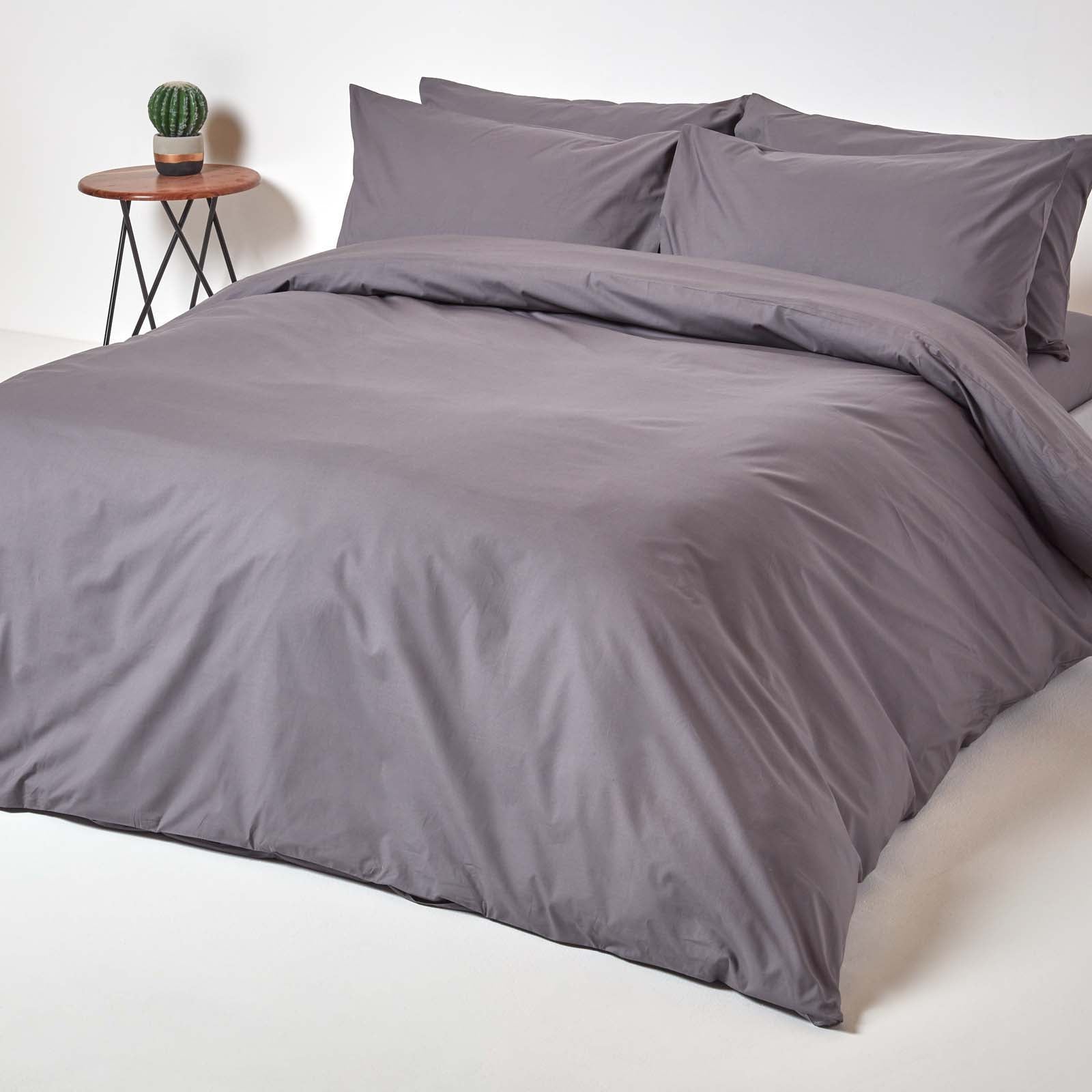 Egyptian Cotton Duvet Cover With Pillowcase, 200 Tc | King | Dark Grey