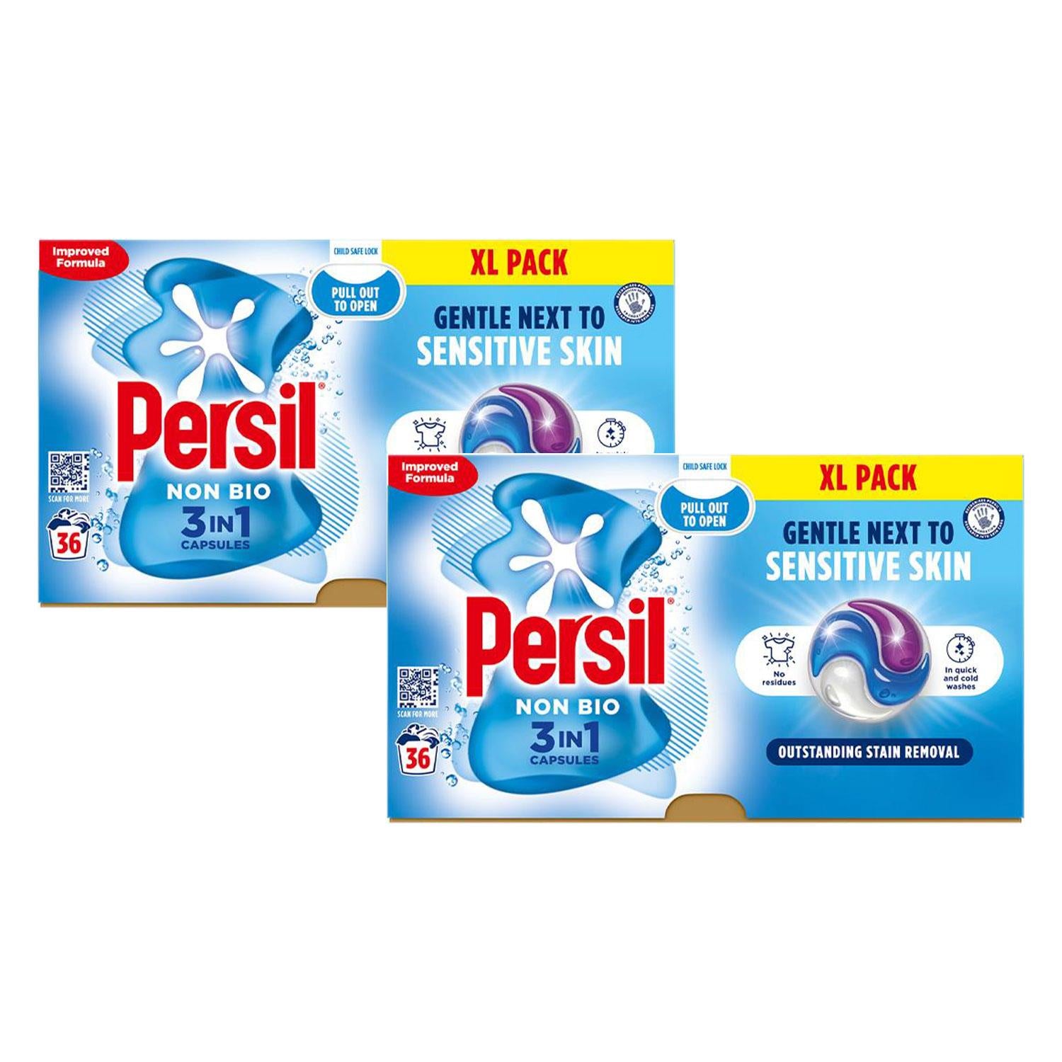 Xl 3 In 1 Washing Capsules Non Bio Stain Removal 36 Washes | Set-of-2