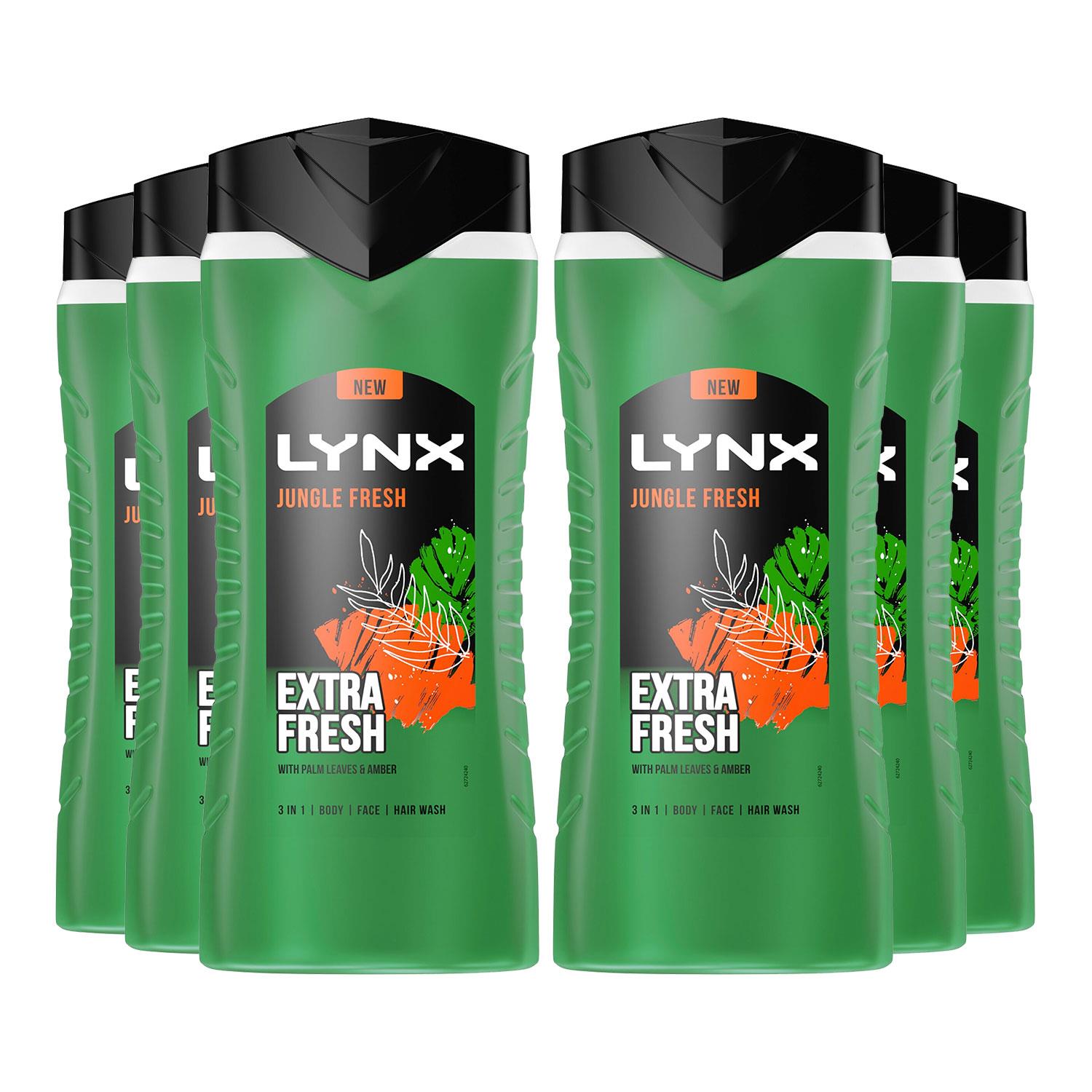 3in1 Body, Face & Hair Wash Shower Gel Extra Fresh Jungle Fresh 500ml, 6pk