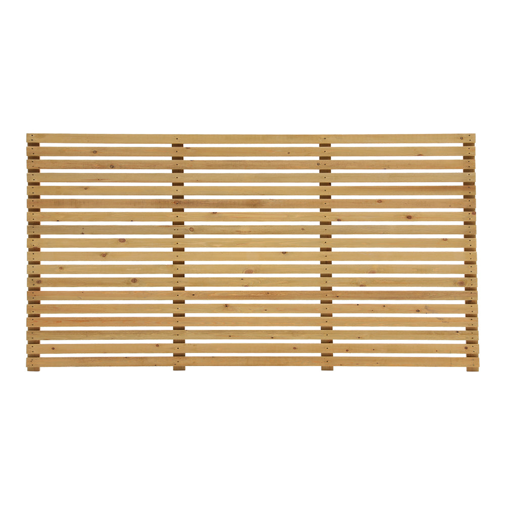 180cm W X 60cm H Garden Privacy Wooden Fence Panel, Solid Pine Slatted Outdoor Fence With Water-based Finish