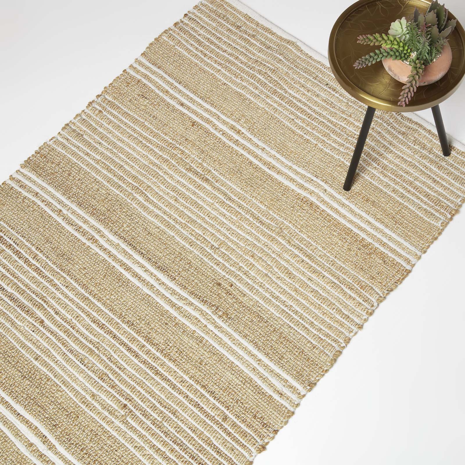 Arlyn Natural Striped Handwoven Jute Rug | 120cm x 180cm | Natural
