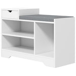 Upholstered Entryway Shoe Bench With Storage Drawer | One Size | White