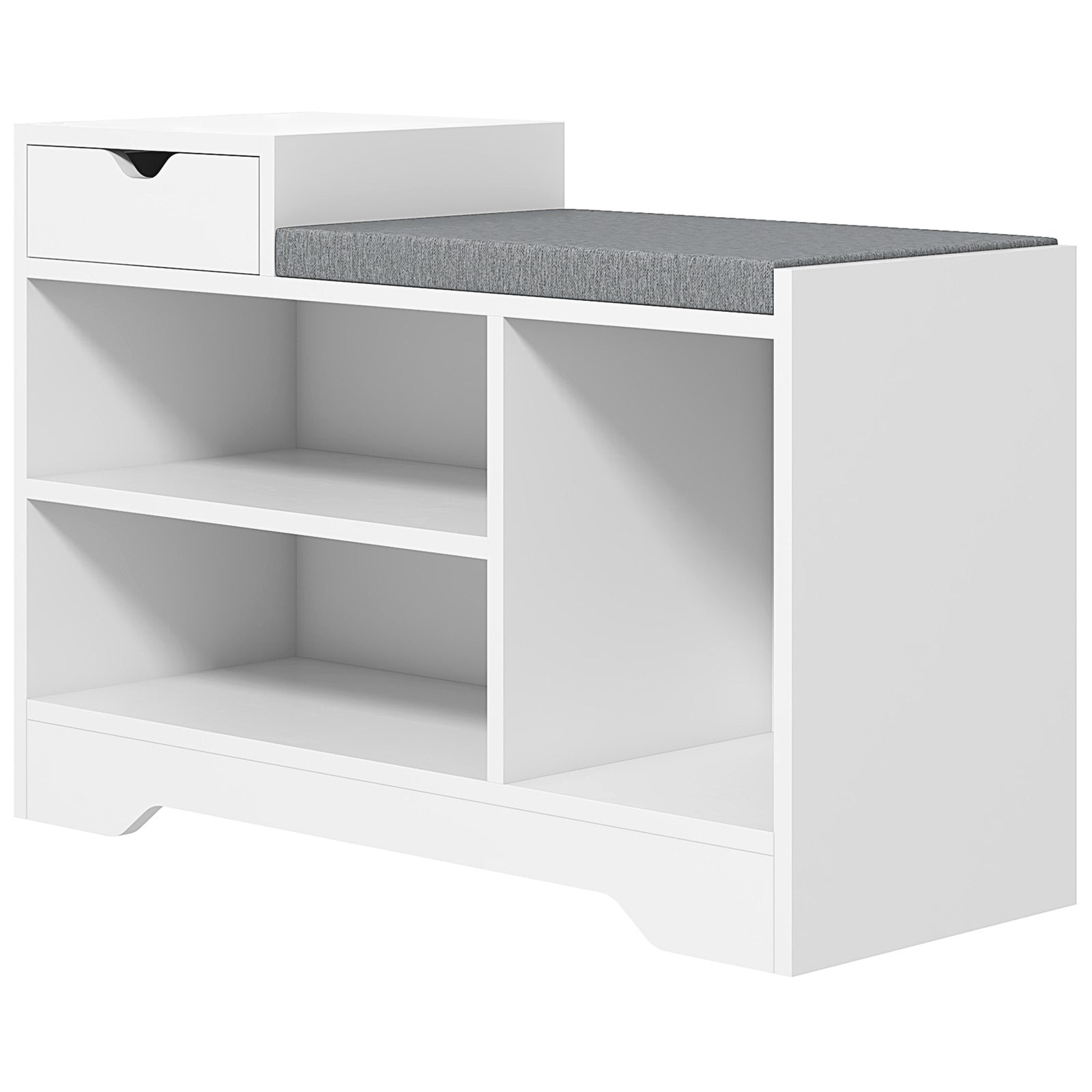 Upholstered Entryway Shoe Bench With Storage Drawer | One Size | White