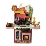 Kids Pretend Kitchen Playset With Sounds, Light And Play Food | Brown