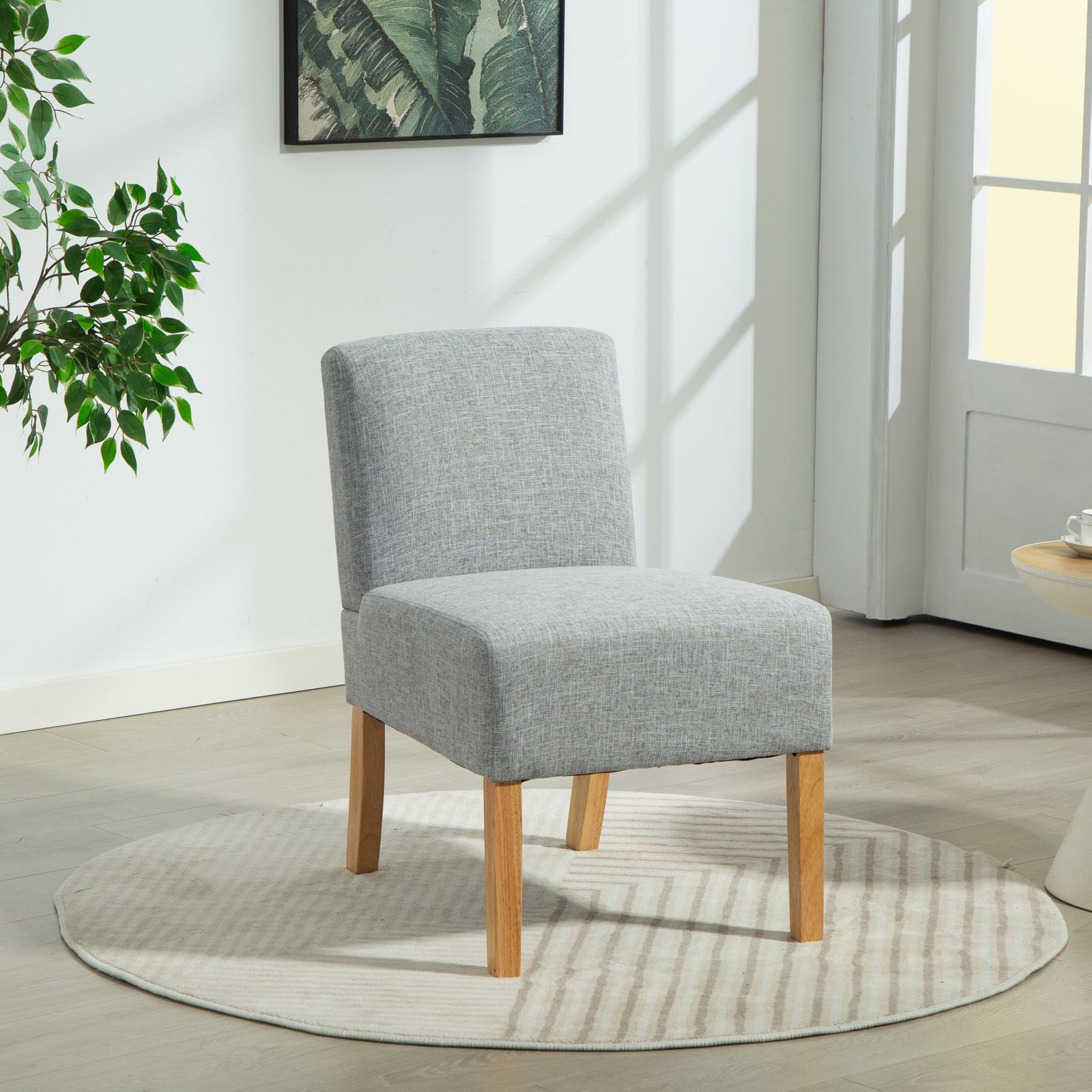 Selina Fabric Armless Accent Chair | Light Grey