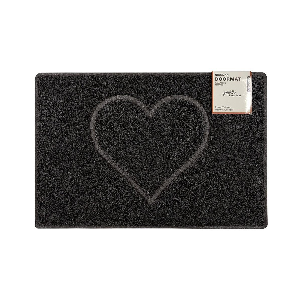 Heart Embossed Doormat | Medium | Black