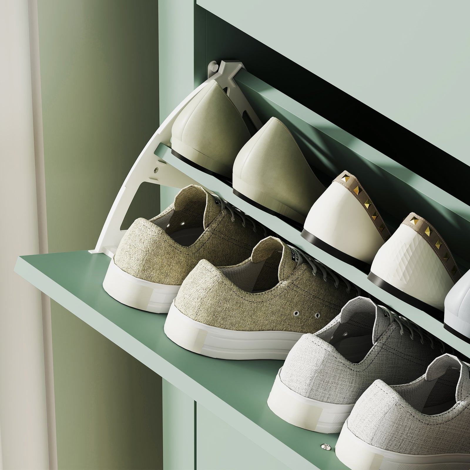 3 Drawer Shoe Cabinet For Hallway | Green