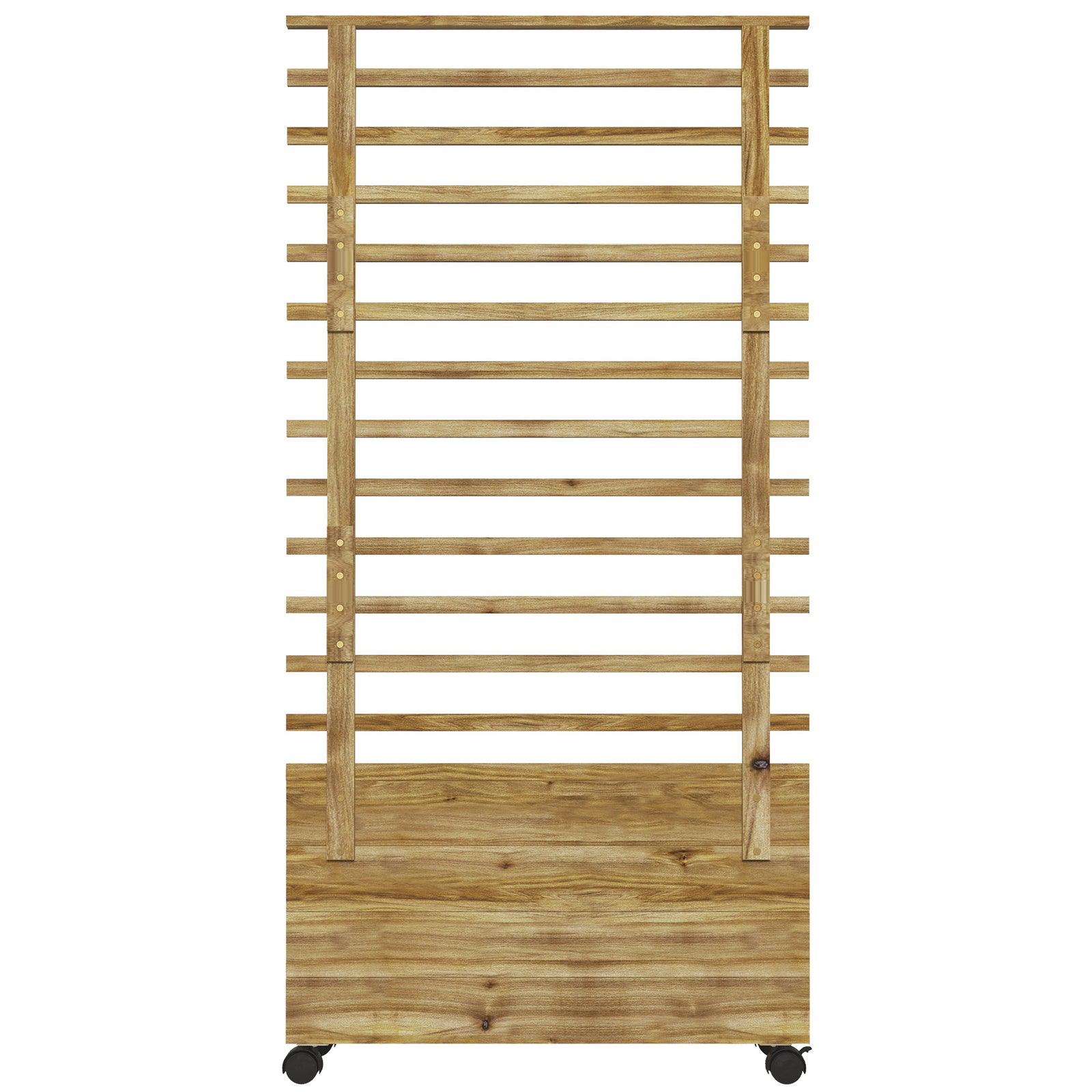 Wooden Planter Box With Trellis Natural