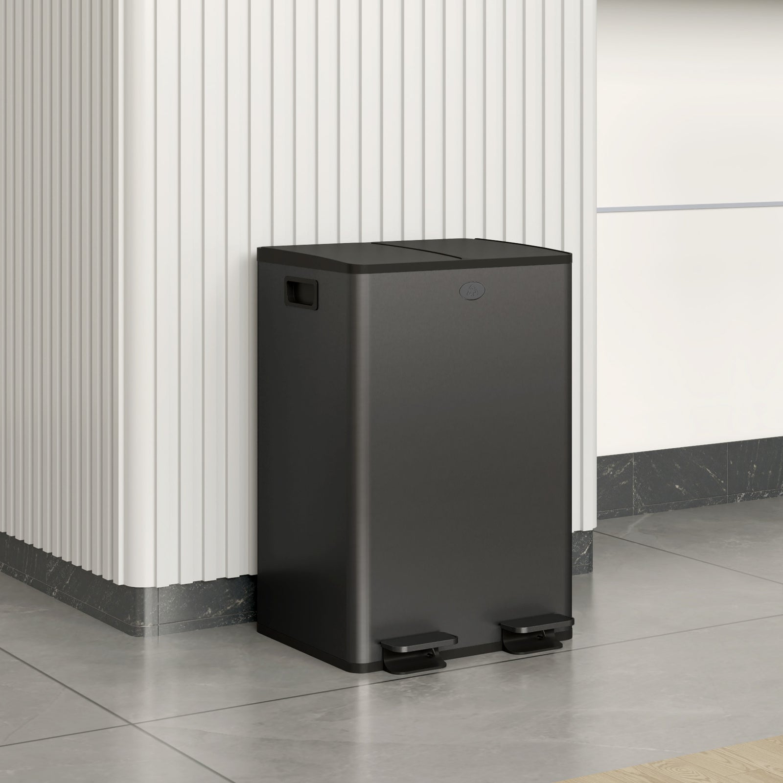 2 X 28l Dual Kitchen Bin Pedal Bin For Recycling And Waste | Black