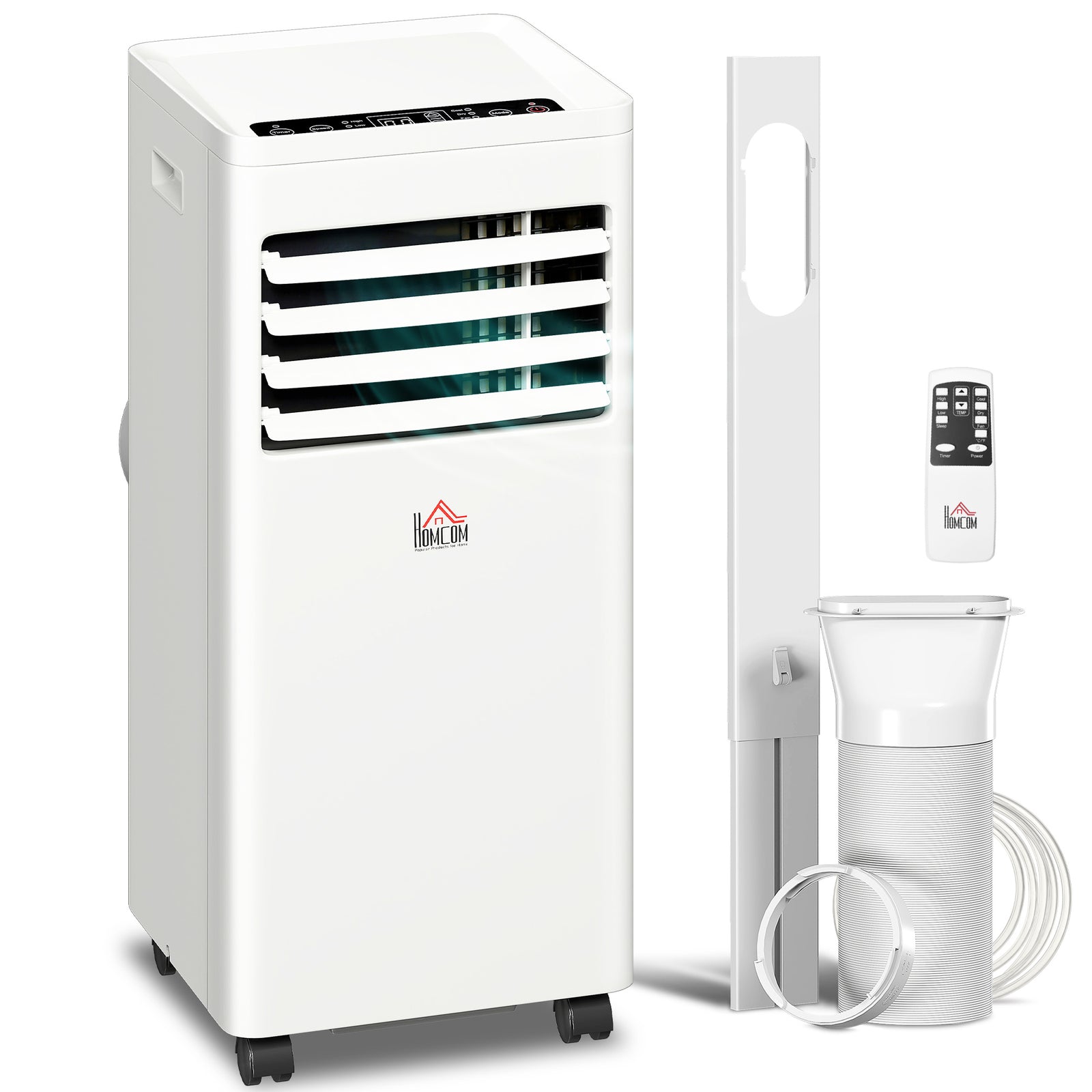 HOMCOM Mobile Air Conditioner White W/ Remote Control Cooling Ventilating