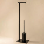Toilet Roll Holder With Toilet Brush, Matt Black, Essentials Collection