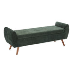 Chenille Upholstered Storage Bench – Extra Long Entryway Bench With Hidden Compartment, 153 X 46 X 54 Cm | Green