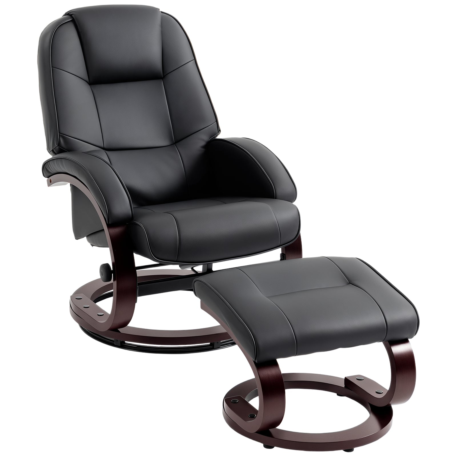 Recliner Chair With Footstool, Swivel Recliner Armchair | Black