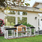 Rabbit Hutch, 2-tier Guinea Pig Hutch, W/ Two Runs, Pull-out Tray