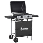 2 Burner Gas Bbq Grill, Propane, 5.6kw, Wheels | Black