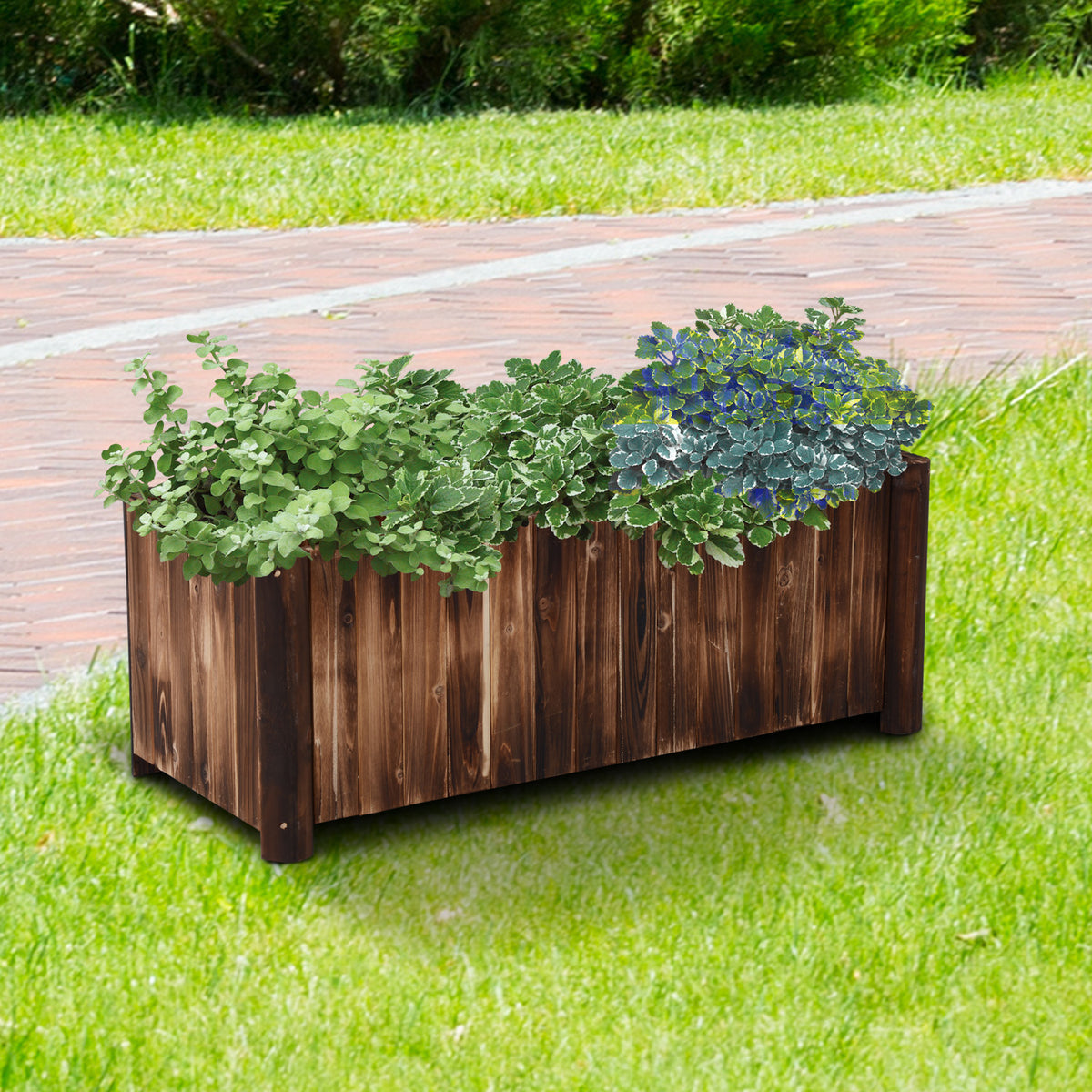 Outsunny Wooden Raised Garden Bed With Drainage Gaps